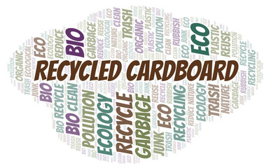 Recycled Cardboard word cloud.