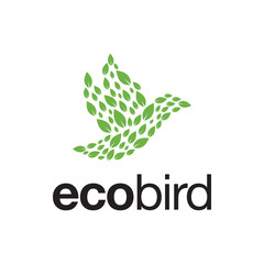 illustration logo combination from leaf or eco with bird shape logo design concept