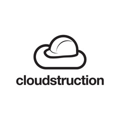 illustration logo combination from cloud and construction hat logo design concept