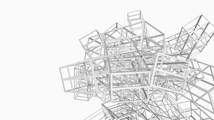 Abstract background of three-dimensional rectangular lines. 3d render