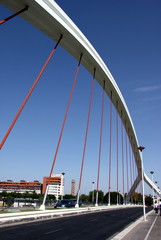 Barqueta Arch Bridge over the Guadalquivir River in Seville
