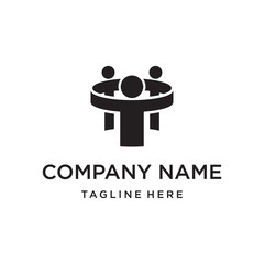 illustration logo from people teamwork with link community connection logo design concept