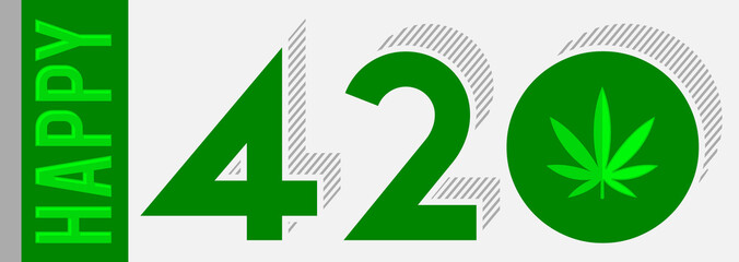 Happy 420 vector Marijuana Leaf, April 20 celebration