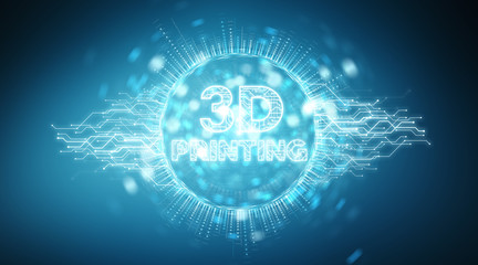 3D printing digital text hologram background 3D rendering