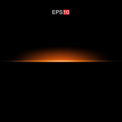 isolated orange Rays with lens flare, Sun flare, flare on the black background. Transparent Vector Illustration