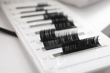 Set of eyelash extensions, closeup