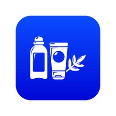 Eco natural cream icon blue vector isolated on white background