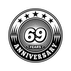 69 years anniversary. Anniversary logo design. Vector and illustration.