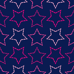 Seamless vector background. Stars with hatching. Hand drawing. Can be used for wallpaper, textile, invitation card, wrapping, web page background.