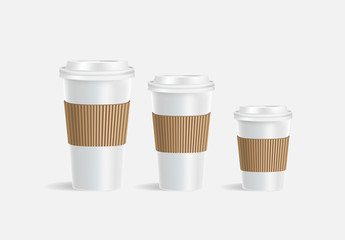 White coffee cup mockup on grey background. Mock up. Mock-up. Coffee away. Coffee to go.