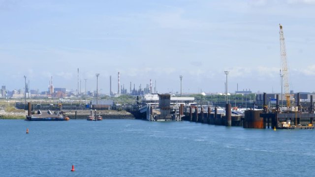 Ferry docks facilities in the port of Dunkirk, France
