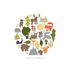 Obraz na płótnie Canvas Woodland Forest Animals Vector Set