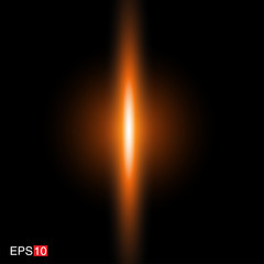 isolated orange Rays with lens flare, Sun flare, flare on the black background. Transparent Vector Illustration