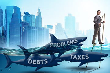 Businessman avoiding paying high taxes