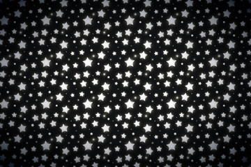 Glossy cute white stars on dark, wide detailed background