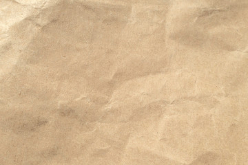 Brown crumpled paper texture background.