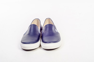 Women's flat photo black shoes isolated on white background