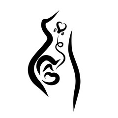 baby in the womb of a pregnant woman, heart like a balloon