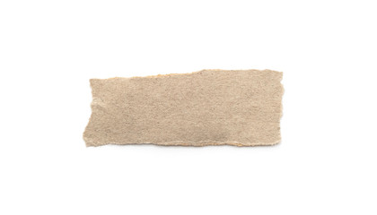Recycled paper craft stick on a white background. Brown paper torn or ripped pieces of paper isolated on white.