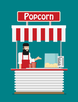 Shop popcorn flat vector