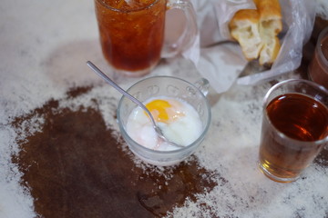 breakfast toast with soft boil eggs set