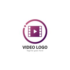 Video logo template design. Video logo with modern frame vector design