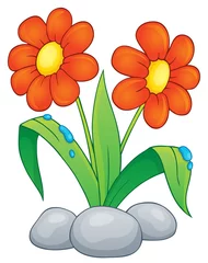 Cercles muraux Pour enfants Image de sujet de fleur de printemps 1