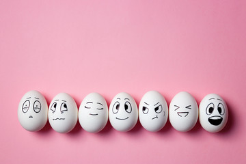 Funny Easter eggs with facial expressions