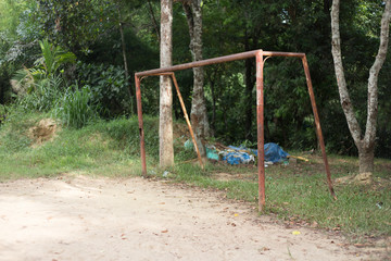 football empty swing on playground