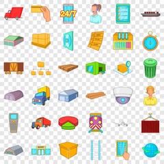 Cargo icons set. Cartoon style of 36 cargo vector icons for web for any design