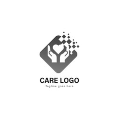 Care logo template design. Care logo with modern frame vector design