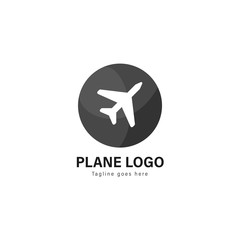 Plane logo template design. Plane logo with modern frame vector design