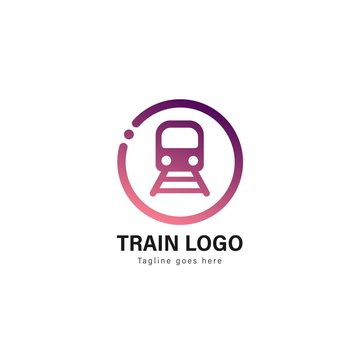 Train logo template design. Train logo with modern frame vector design