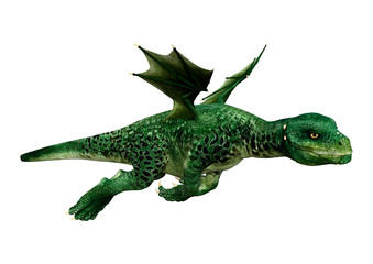 3D Rendering Fairy Tale Dragon on White