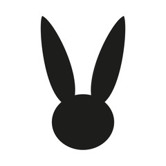 Black and white easter bunny head silhouette
