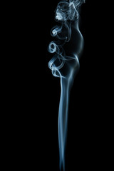 Blue smoke on black background