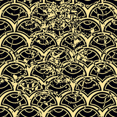Vector modern geometric tile pattern with grunge effect. Abstract art deco retro vintage background.