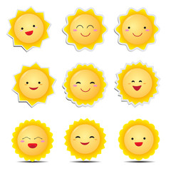 Cute cartoon sun emoticons