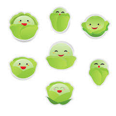 Obraz premium Cute cartoon vegetable set isolated on white
