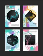 Abstract creative templates, cards, color covers set. Geometric design, marble, shapes. Trendy vector collection.