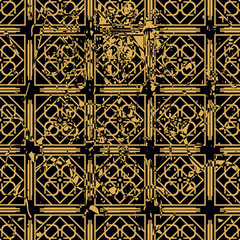 Vector modern geometric tile pattern with grunge effect. Abstract art deco retro vintage background.