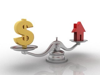 3d rendering Real estate concept, Dollar Sign with house