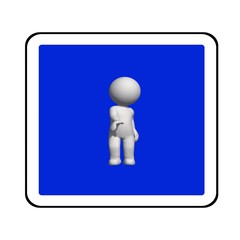 road sign - white 3D man on blue sign shaking hand - isolated on white background