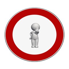 stop sign - white 3D man on stop sign shows stop signal - isolated on white background