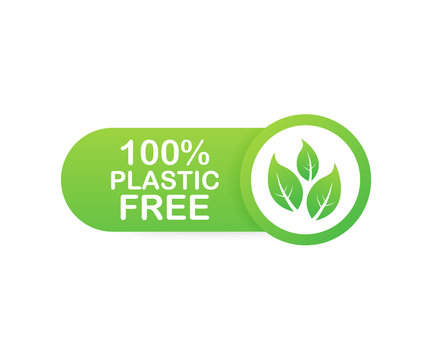 Plastic Free Green Icon Badge. Bpa Plastic Free Chemical Mark. Vector Illustration.