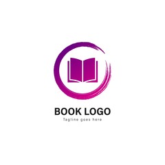 Book logo template design. Book logo with modern frame vector design