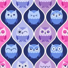 Fototapeta premium seamless creative cartoon cute owls pattern background