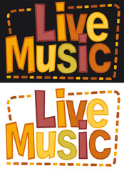 Naklejka na ściany i meble Live music, banner. Retro style lettering phrase “Live Music”. Typography for a poster, banner, flyer, ...