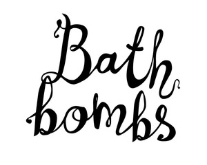 Fototapeta na wymiar Bath bombs. Vector callographic words