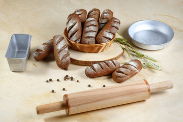 delicious homemade loaves of  bread, bakery products